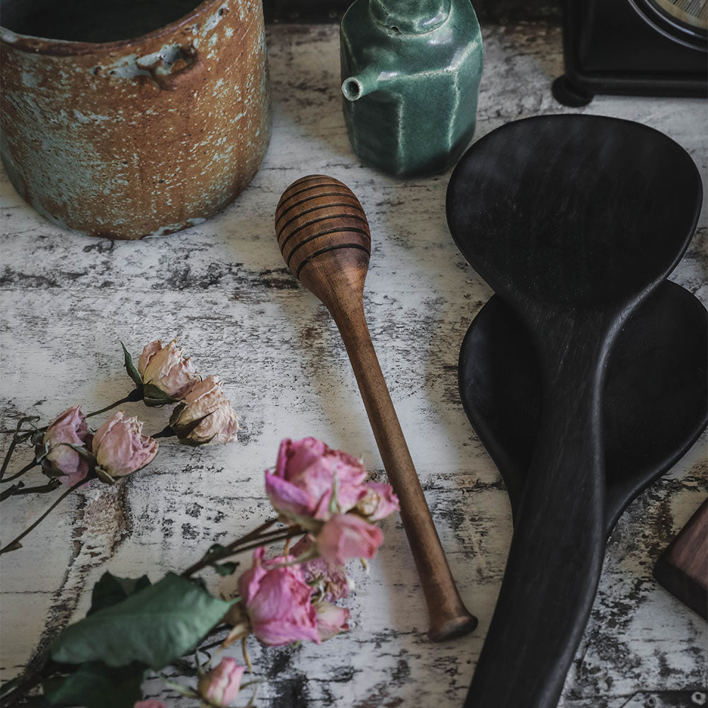 Flat Black Hand Carved Spoon