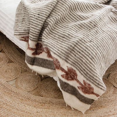 Hand-Loomed Blanket - Grey/Cayenne