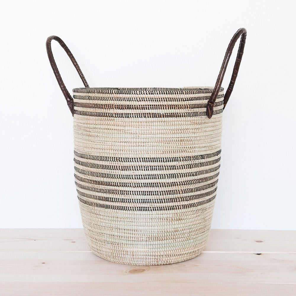 Storage Basket Set With Leather Handles
