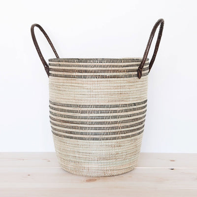 Storage Basket Set With Leather Handles