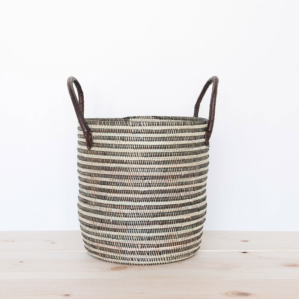 Storage Basket Set With Leather Handles