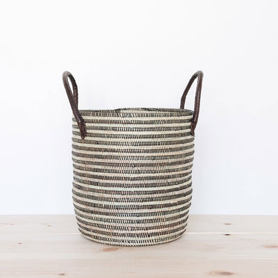 Storage Basket Set With Leather Handles