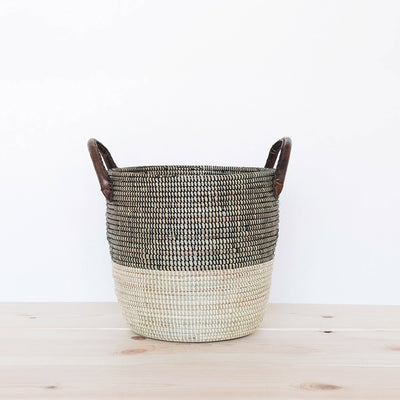 Storage Basket Set With Leather Handles