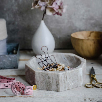 Beige Marble Octagon Bowl