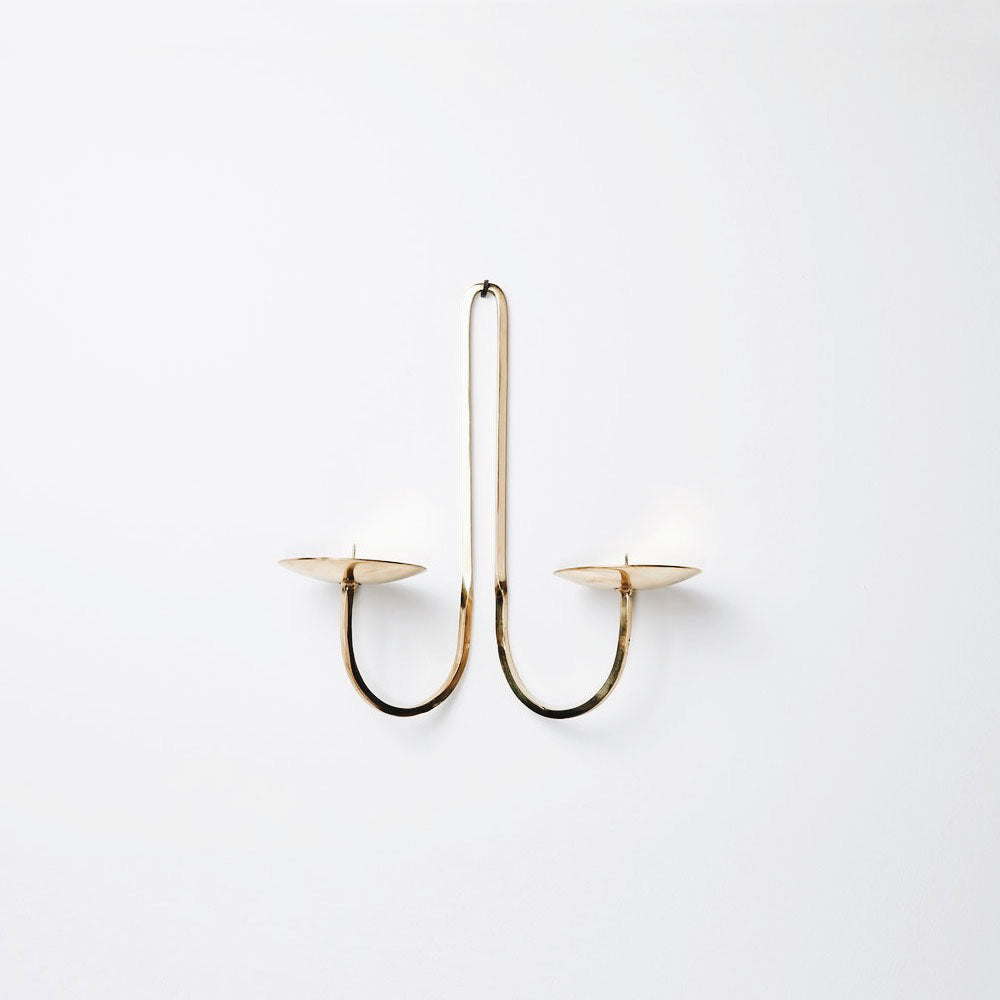 Hand Forged Brass Candle Holder - Double Arm