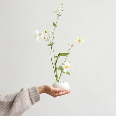 Ceramic Flower Frog & Dish Set
