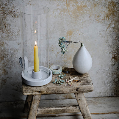 Stoneware Hurricane Candle Holder with Handle