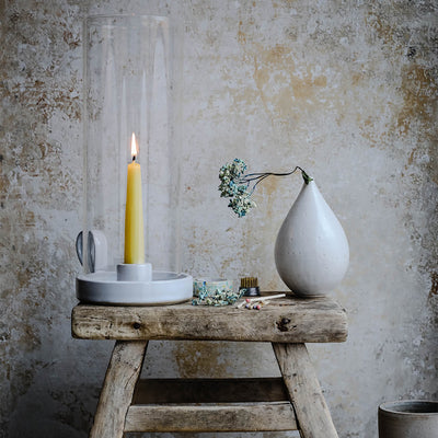 Stoneware Hurricane Candle Holder with Handle