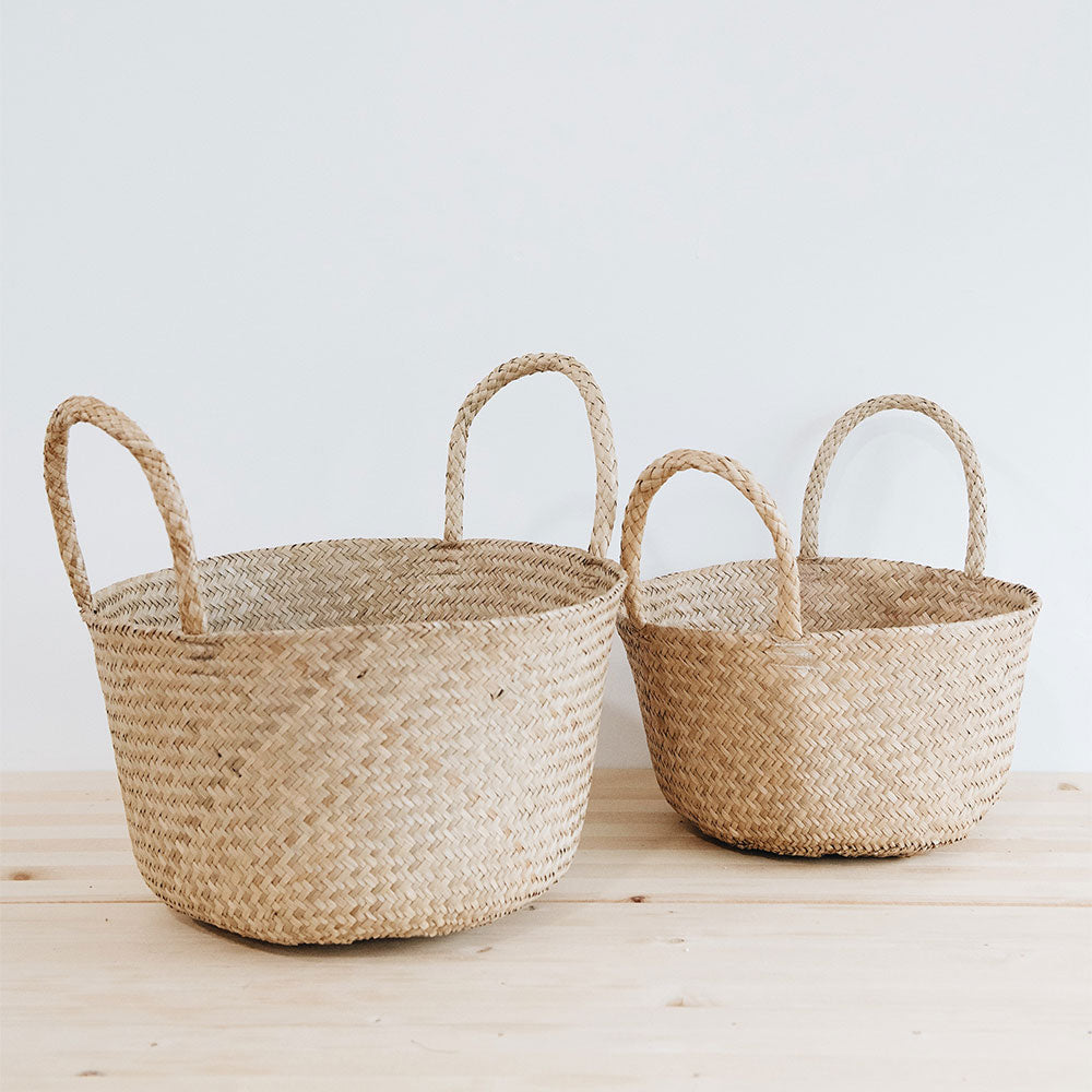 Woven Floor Basket With Handles