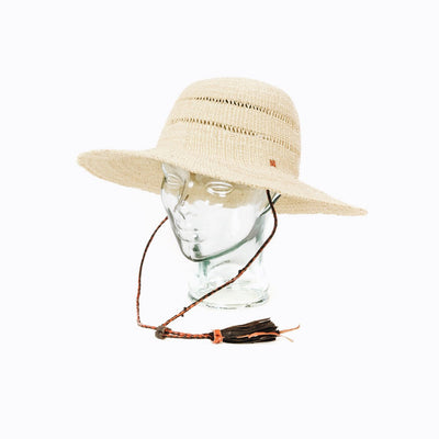 Ghanaian Lace Design Straw Hat - Large Brim