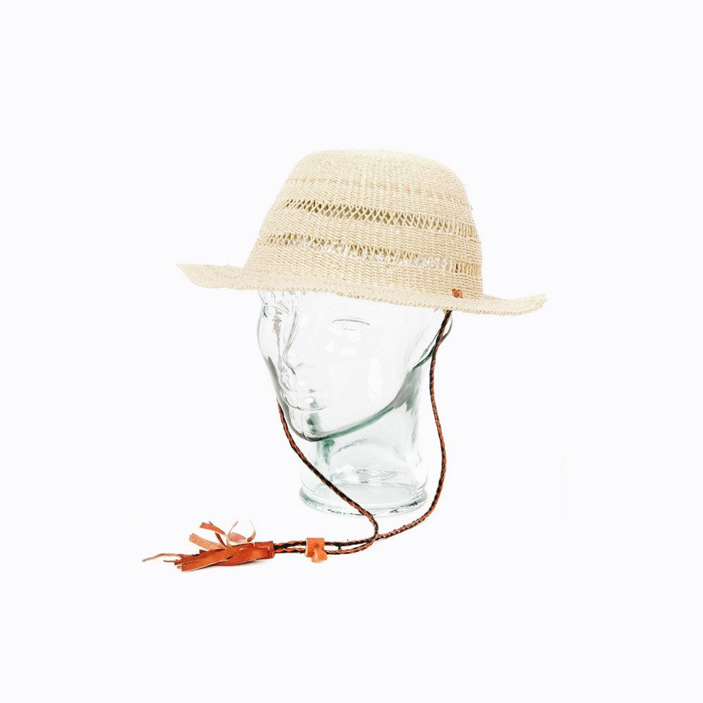 Ghanaian Lace Design Straw Hat - Short Brim