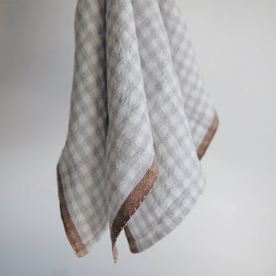 Gingham Linen Dish Towel - Dusty Blue