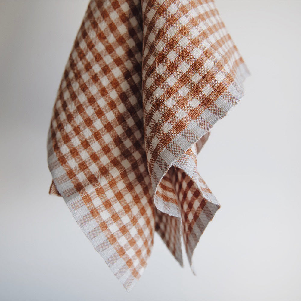 Gingham Linen Dish Towel - Cinnamon