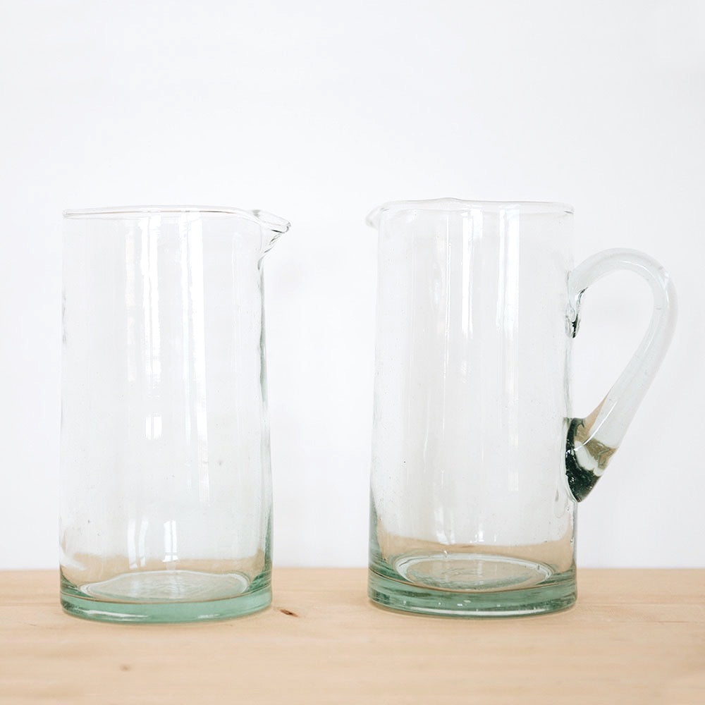 Handblown Recycled Glass Pitcher