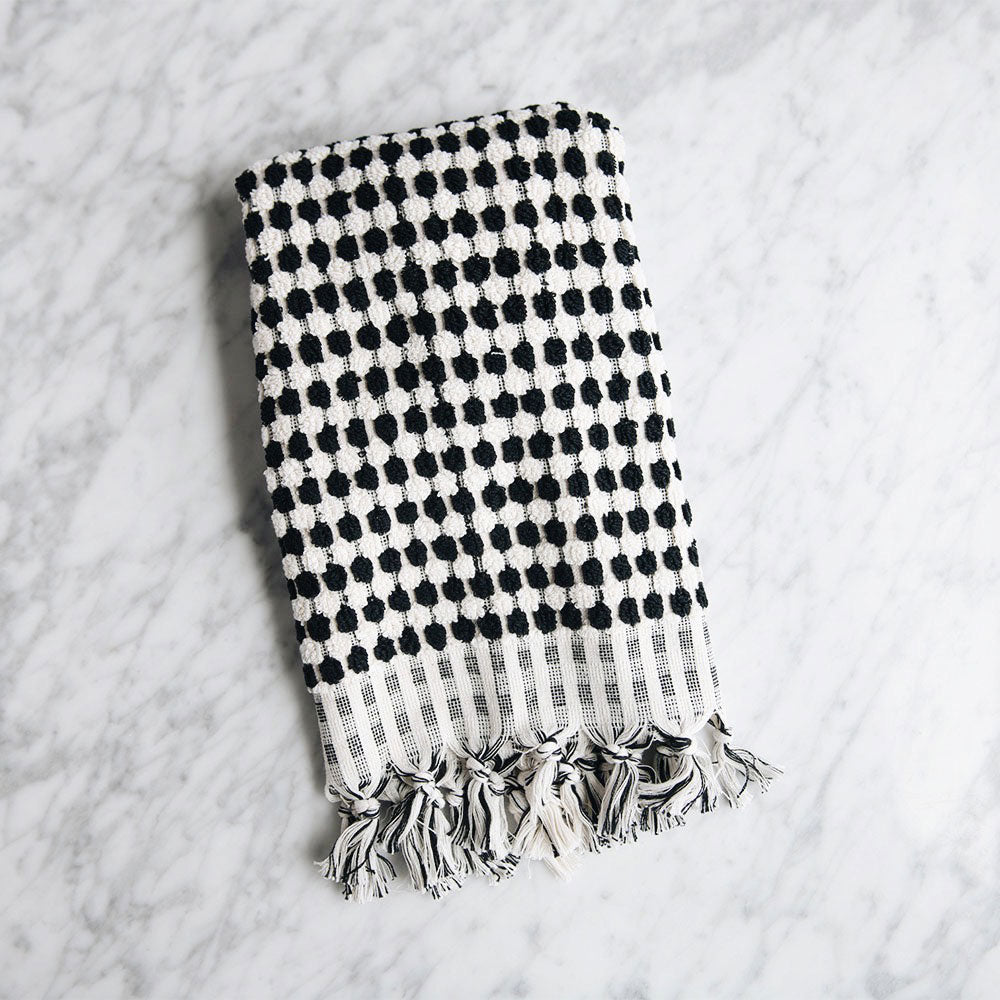 Hand-loomed Turkish Cotton Towel - Black Dots