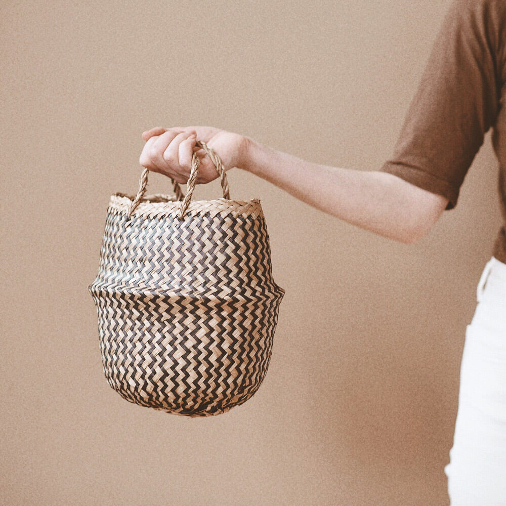 Mini Belly Basket - Black Zigzag