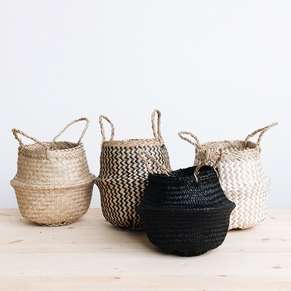 Mini Belly Basket - Black Zigzag