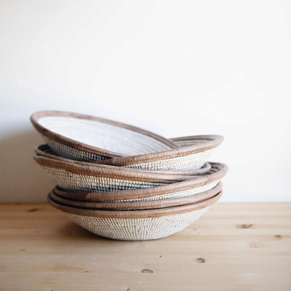 Table Basket - Dark Leather Trim