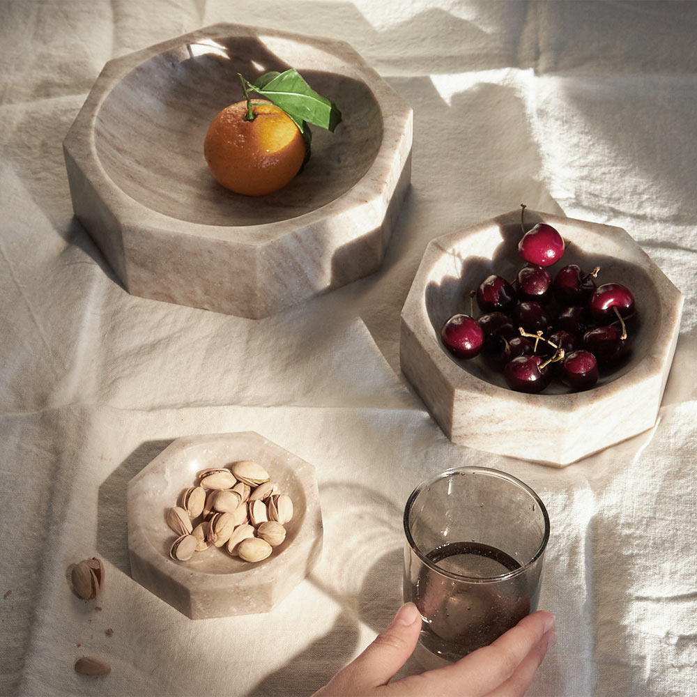 Beige Marble Octagon Bowl