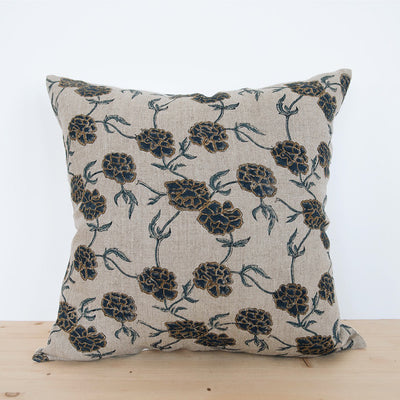 Linen Hand Block-Printed Pillow Cover Set No. 0224