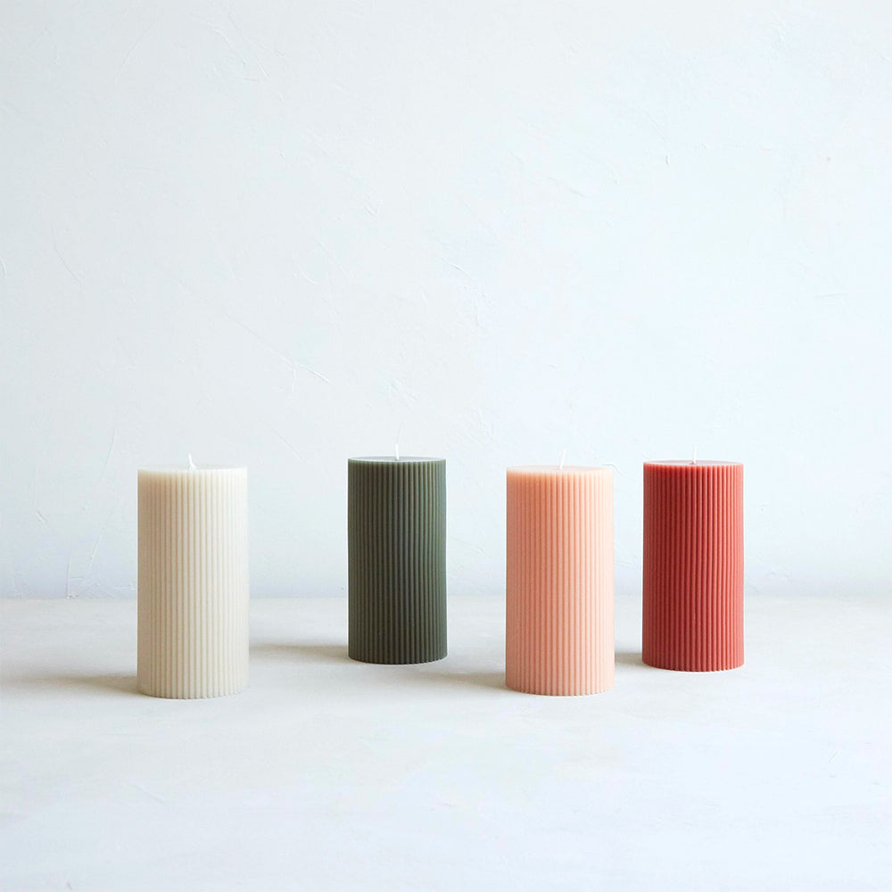 Ribbed Pillar Candle