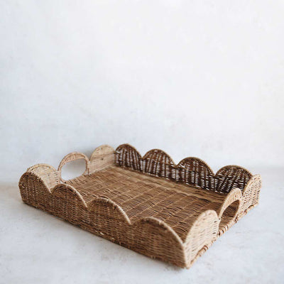 Sanders Scalloped Rattan Tray