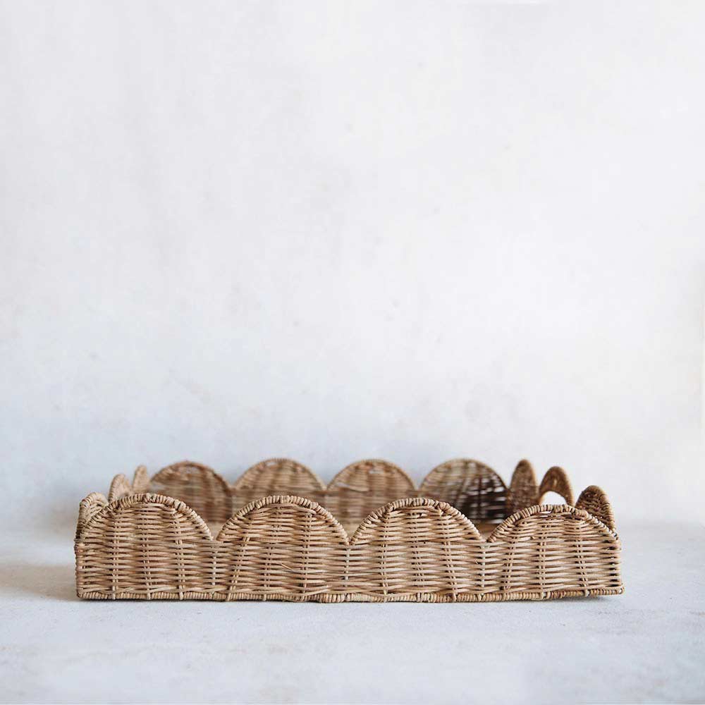 Sanders Scalloped Rattan Tray