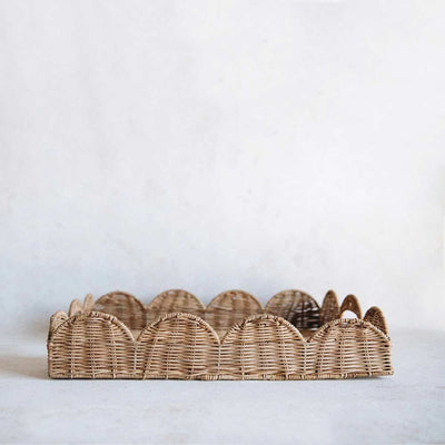 Sanders Scalloped Rattan Tray