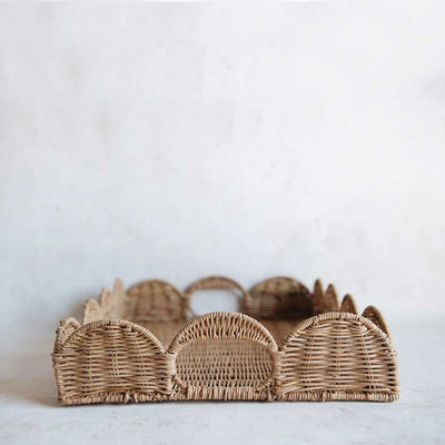 Sanders Scalloped Rattan Tray