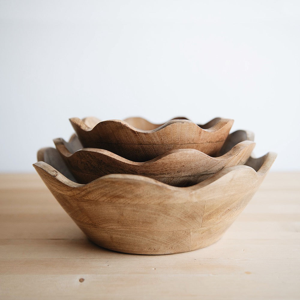 Scalloped Wooden Bowl