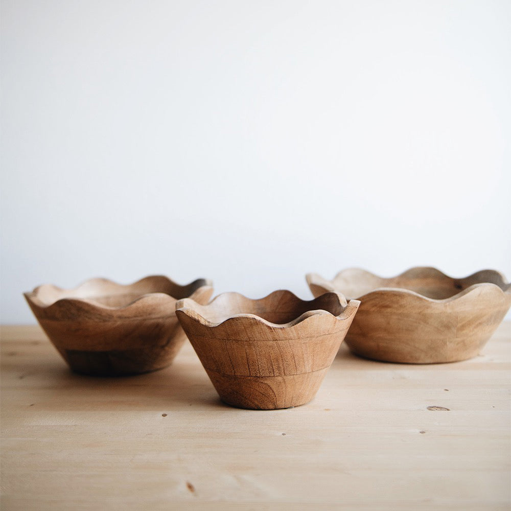 Scalloped Wooden Bowl