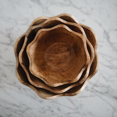 Scalloped Wooden Bowl