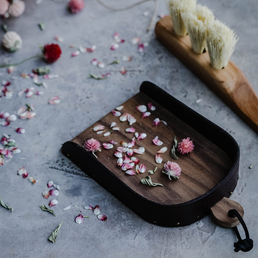 Walnut and Leather Dustpan