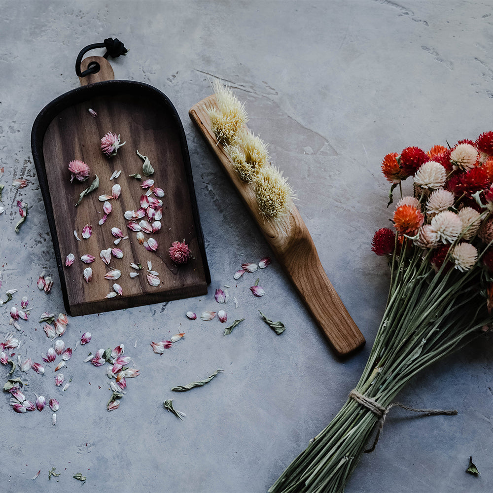 Walnut and Leather Dustpan