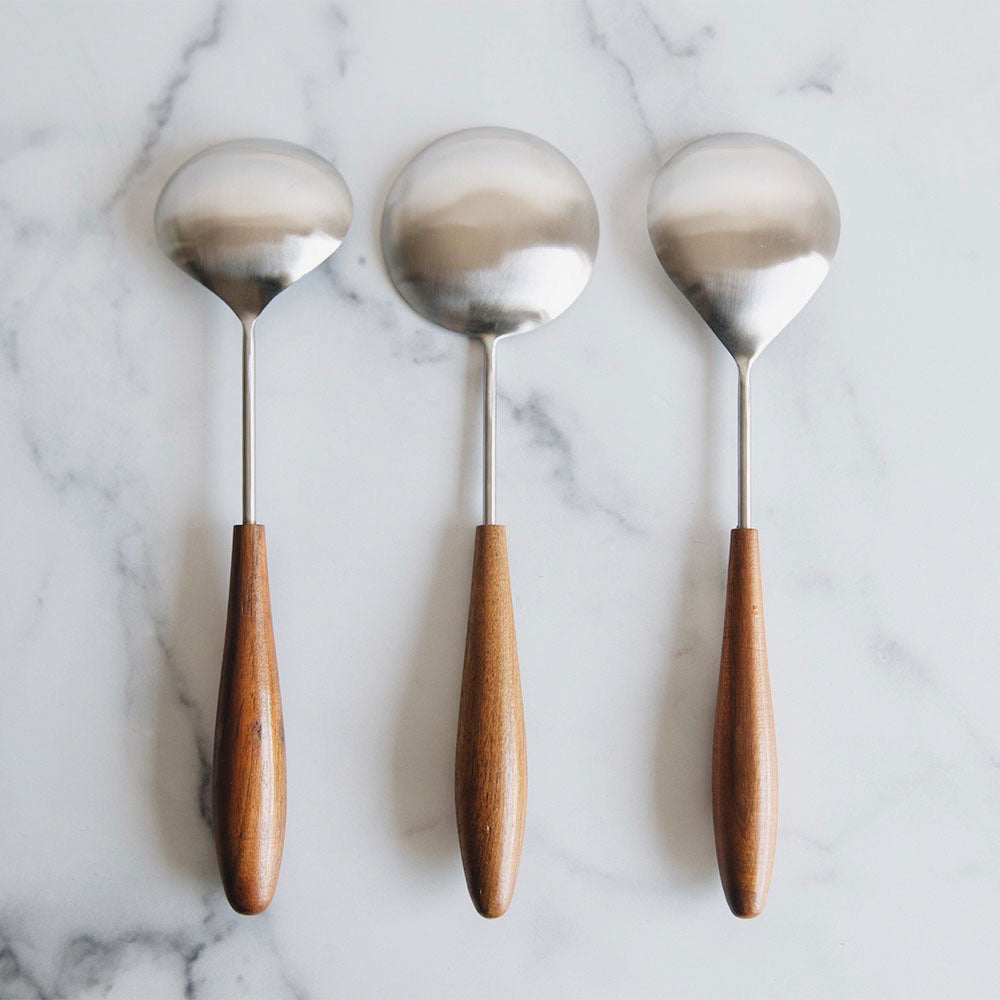 Wood & Stainless Steel Serving Spoon