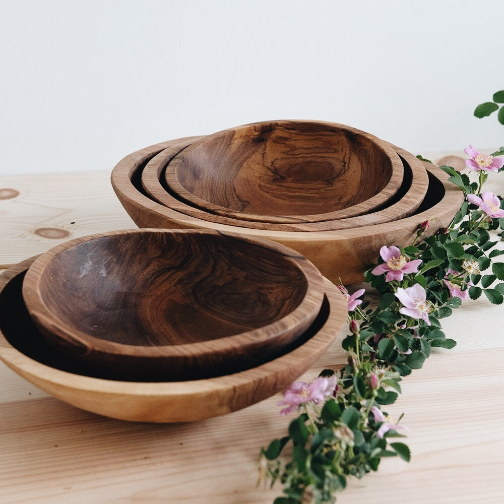 Hand Carved Wild Olive Wood Bowl - Medium