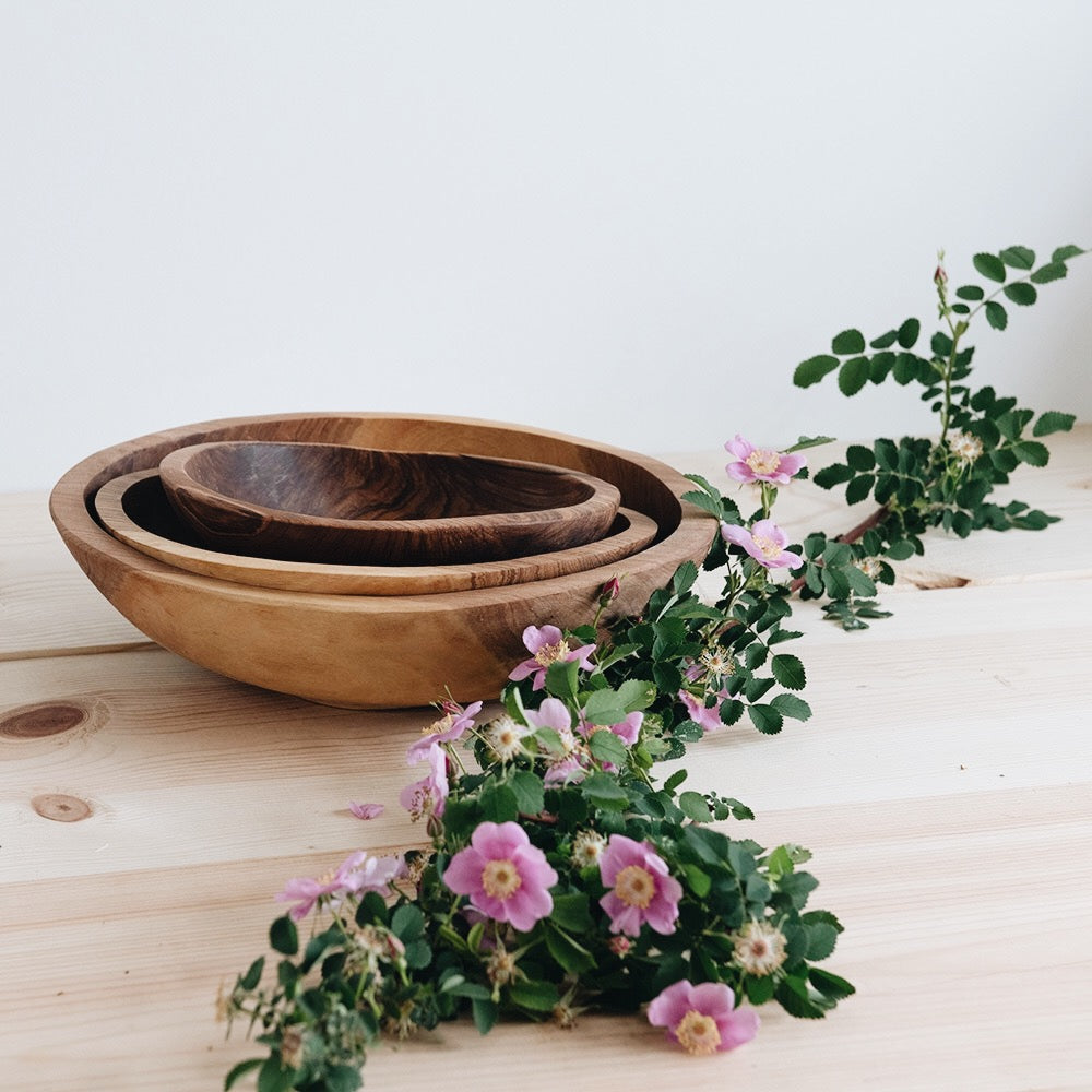 Hand Carved Wild Olive Wood Bowl - Medium