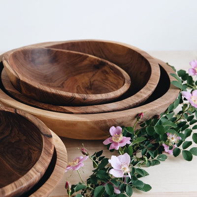 Hand Carved Wild Olive Wood Bowl - Large
