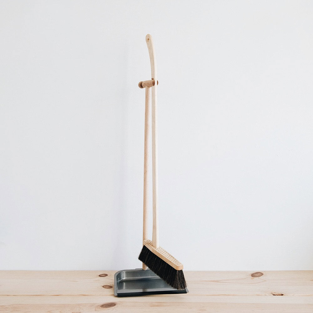 Standing Broom and Metal Dustpan Set