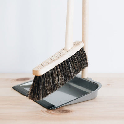 Standing Broom and Metal Dustpan Set