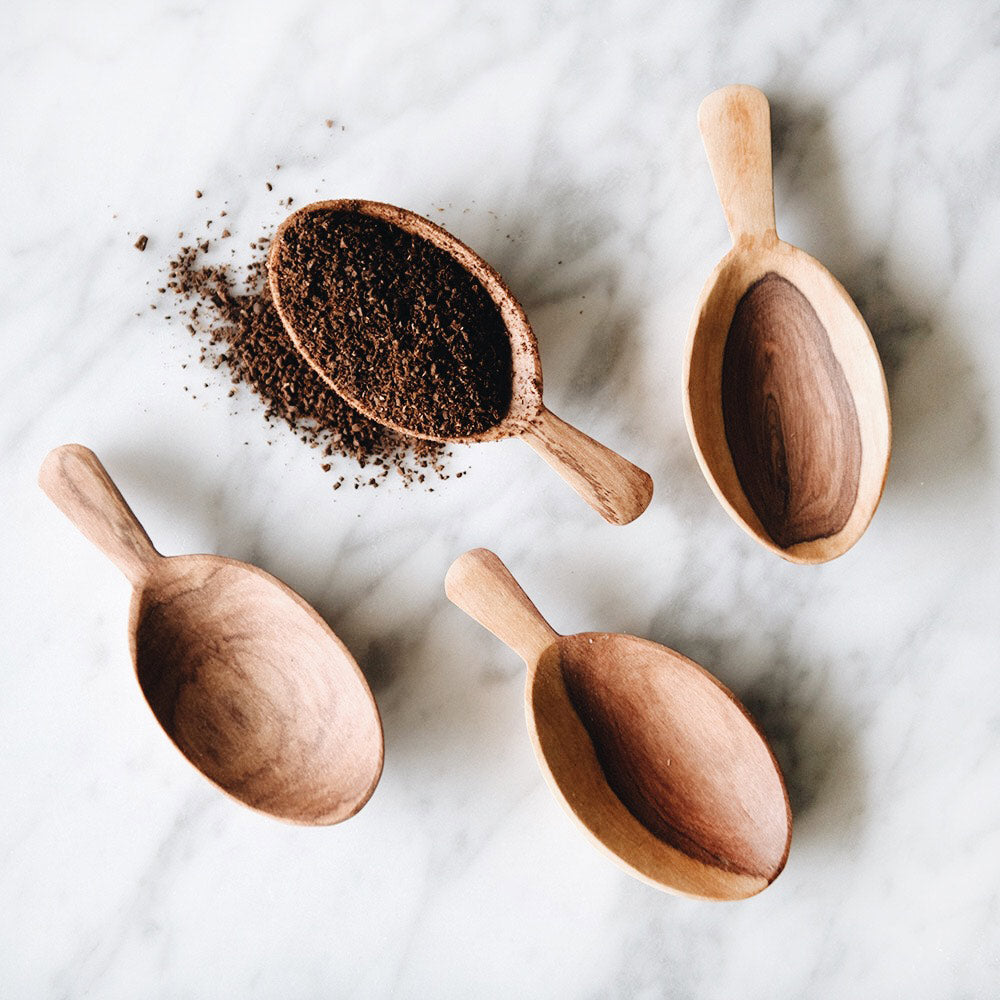 Wild Olive Wood Petal Scoop Set