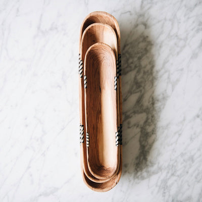 Wild Olive Wood Cracker Tray Set