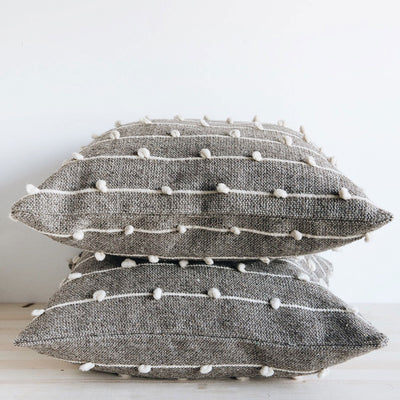 Wool Throw Pillow Cover - Grey Loops