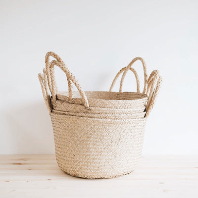 Woven Floor Basket With Handles